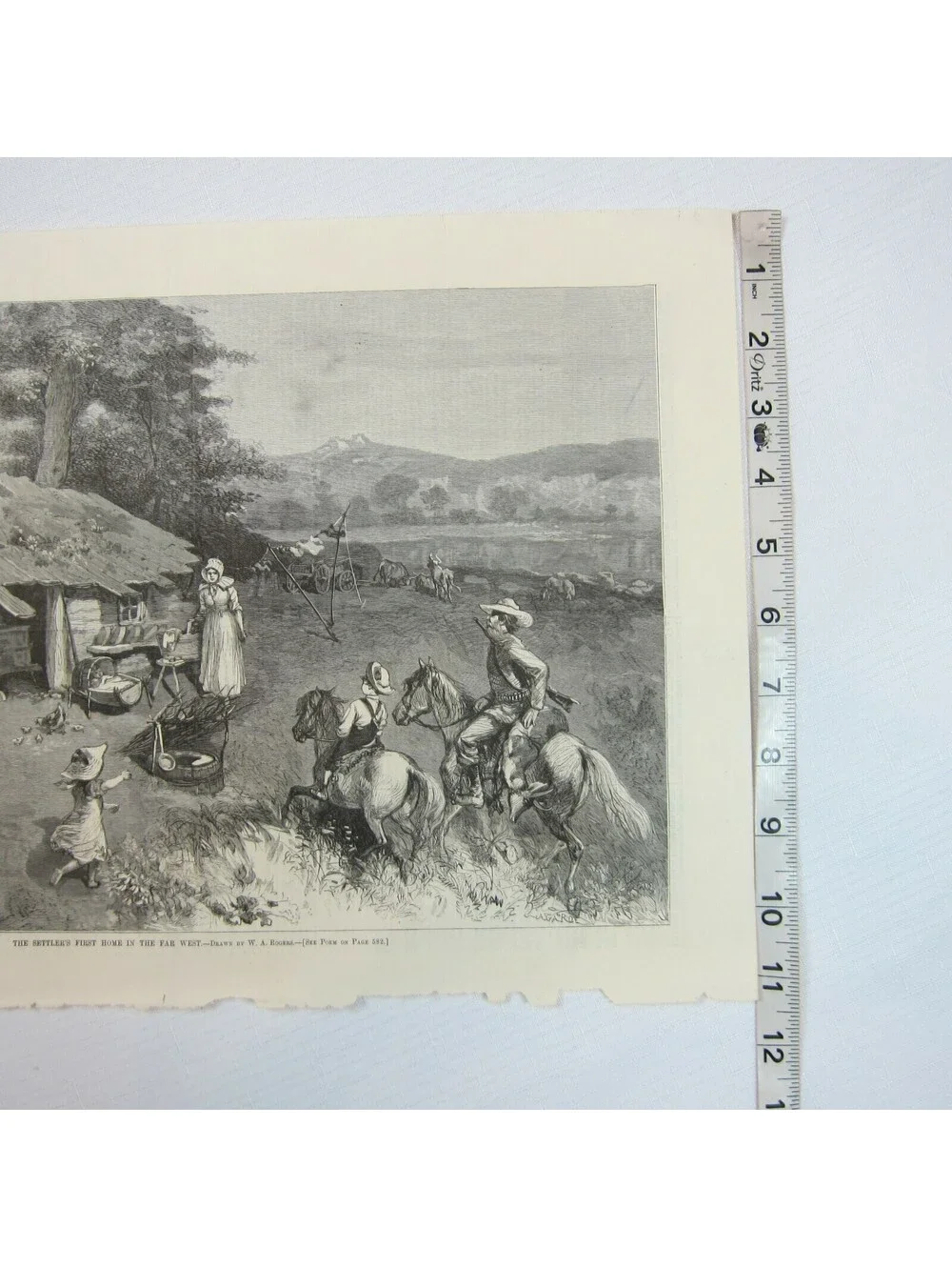 Antique 1880 Print Settlers First Home in Far West, W.A. Rogers, Harper's Weekly
